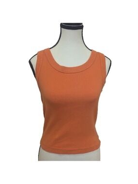 Michael Stars Ribbed Tank Top OS Soft Stretchy Orange Essential Layering Piece